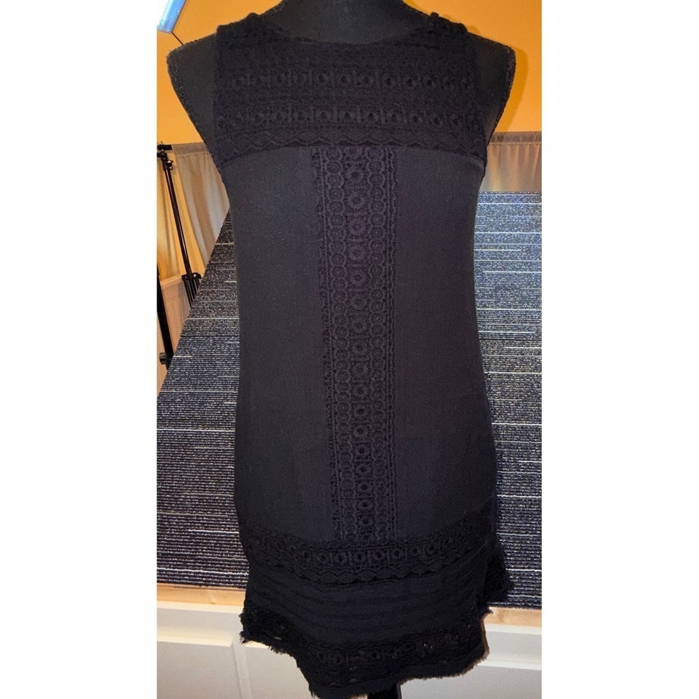 Sanctuary Shift Dress Womens XS Black‎ Excellent Crochet Lace Sleeveless